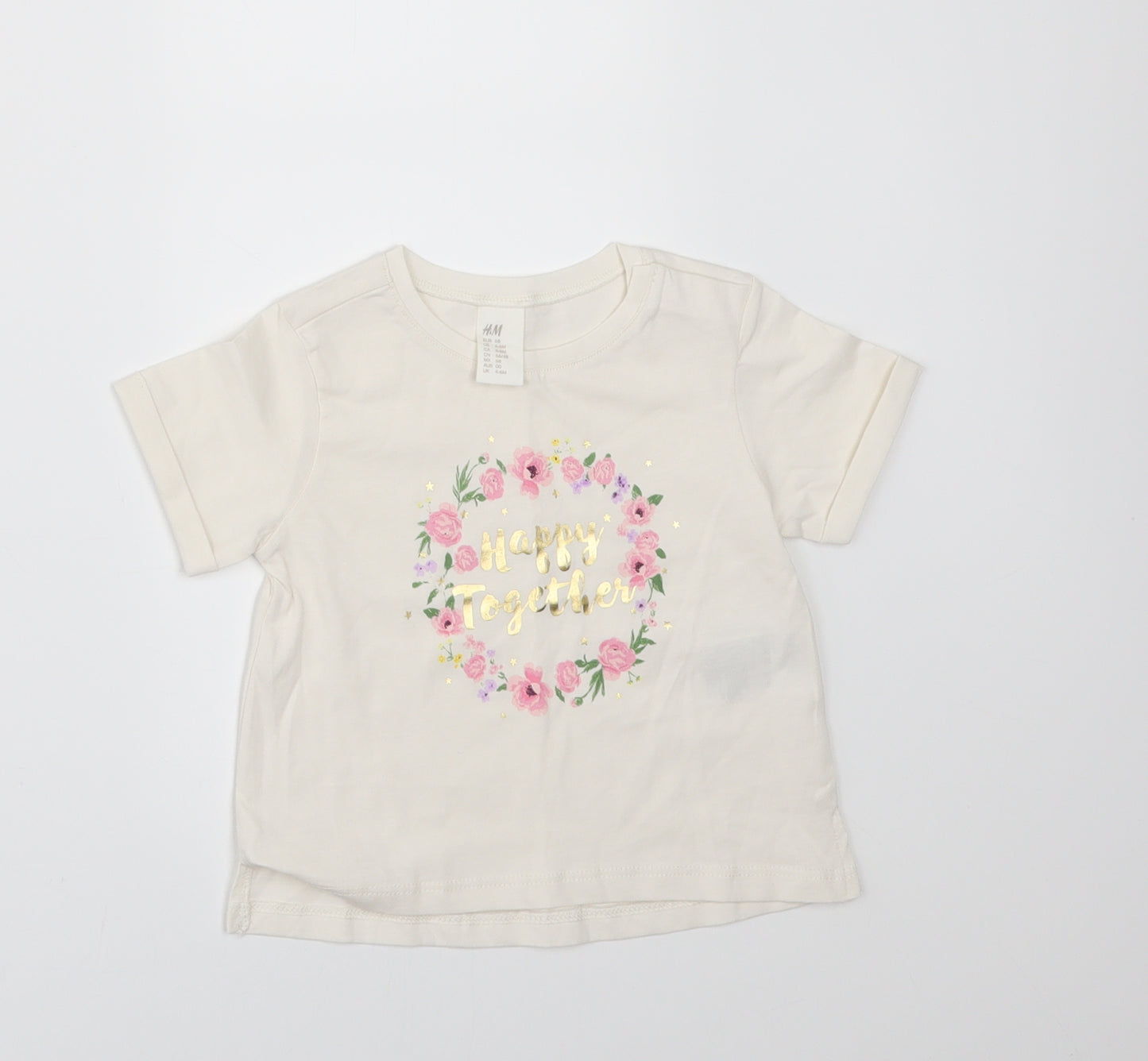 H&M Girls Ivory   Basic T-Shirt Size 3-6 Months  - HAPPY TOGETHER