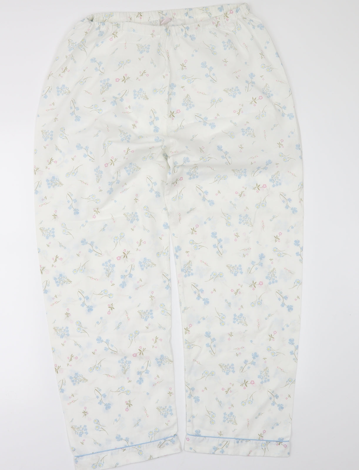 BLUE SEA Womens White Floral  Top Pyjama Set Size 14