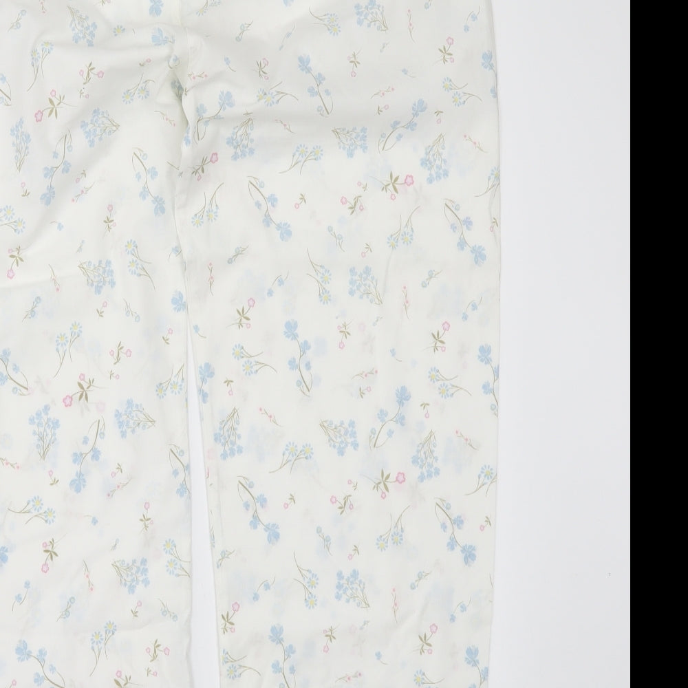 BLUE SEA Womens White Floral  Top Pyjama Set Size 14