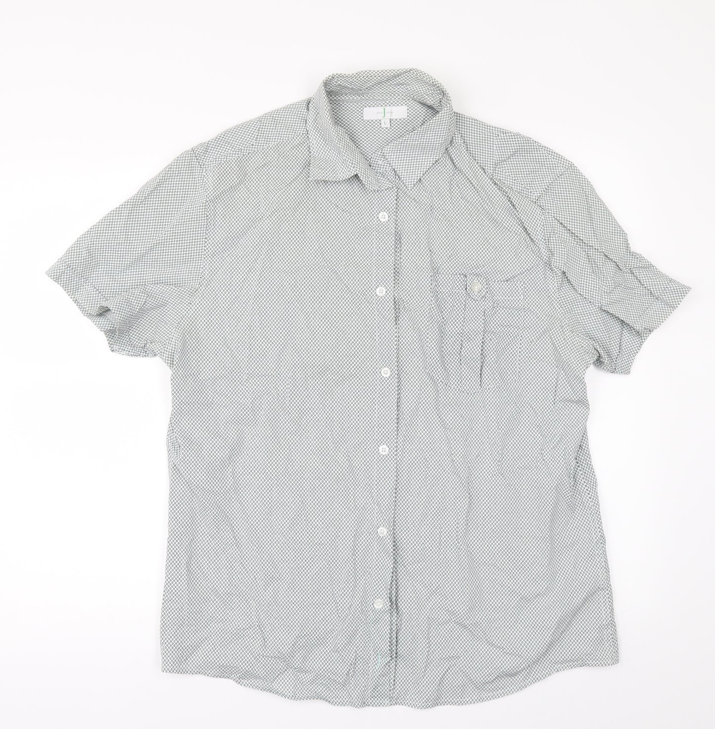 Jasper Conran Mens Grey Geometric   Button-Up Size L