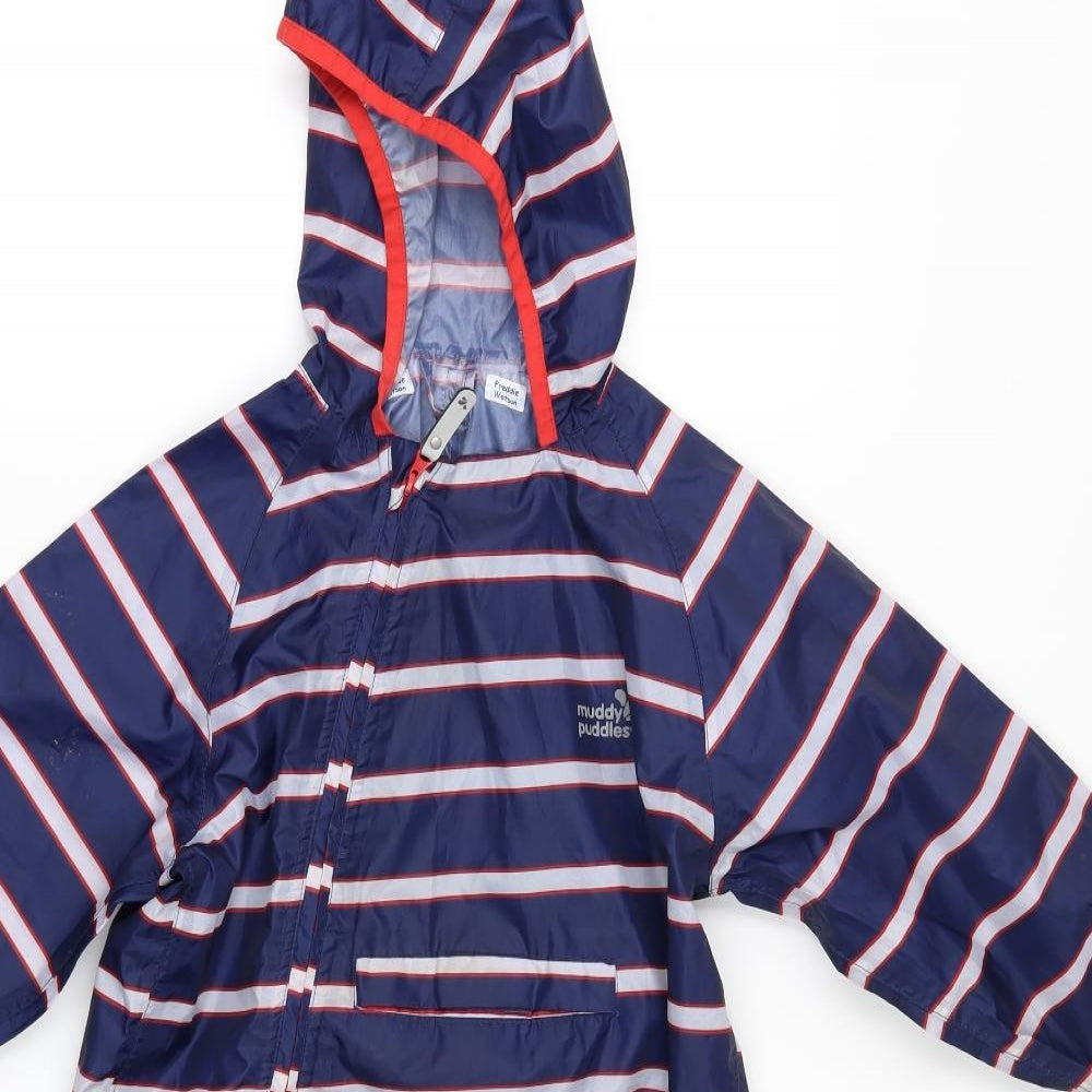 Muddy Puddles Boys Black Striped  Windbreaker Coatigan Size 18-24 Months