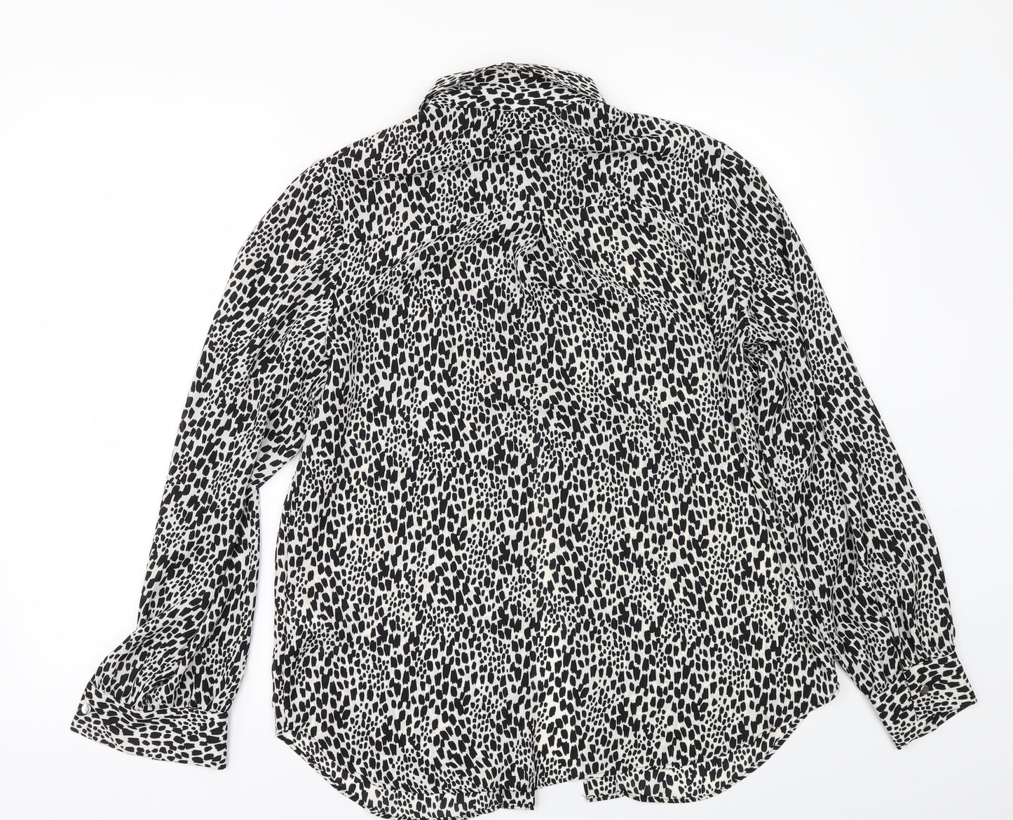 F&F Womens White Animal Print  Tunic Button-Up Size 8