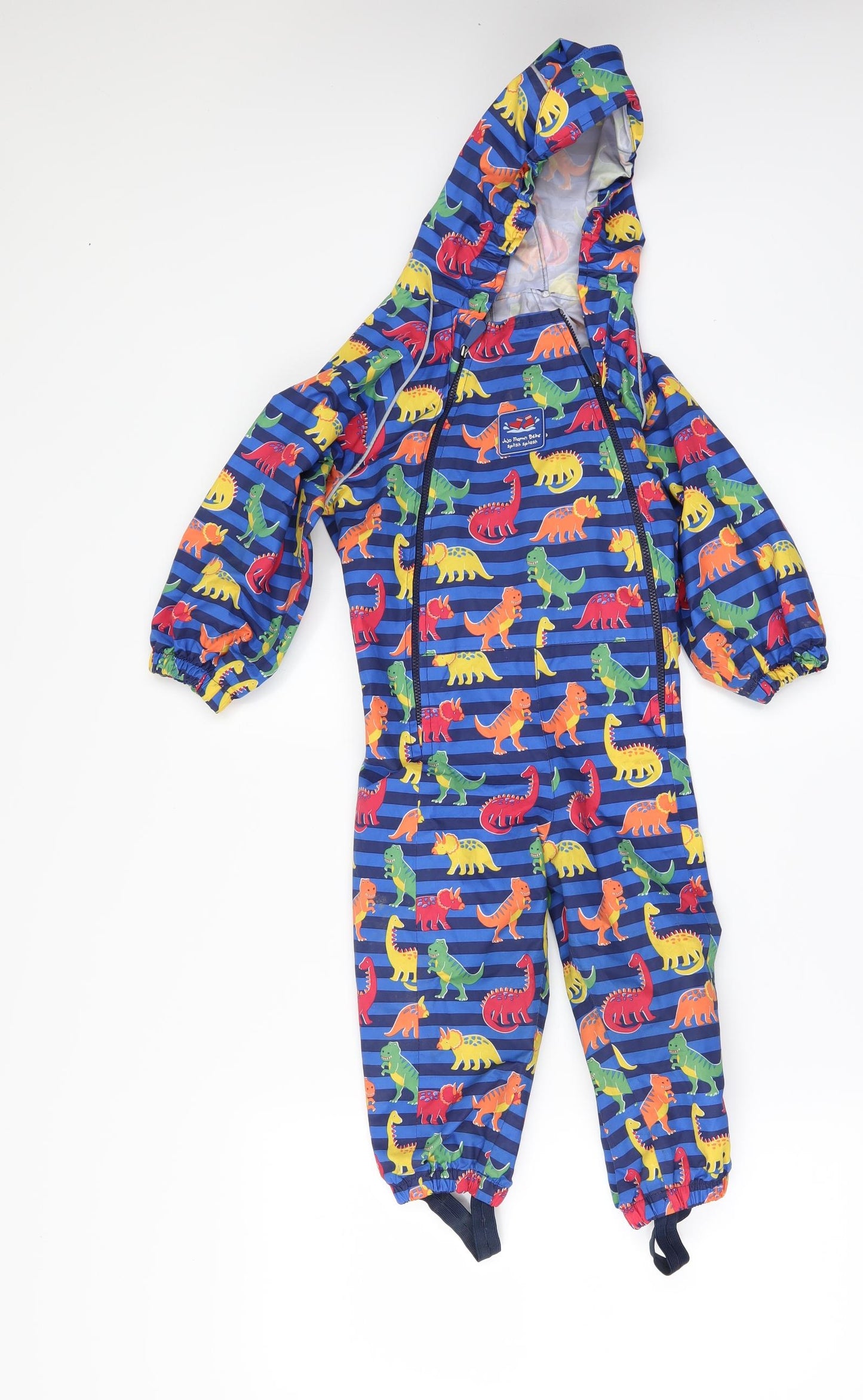 JoJo Maman Bébé Boys Black Geometric  Rain Coat Jacket Size 2-3 Years  - PACK AWAY