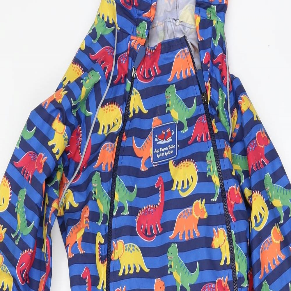 JoJo Maman Bébé Boys Black Geometric  Rain Coat Jacket Size 2-3 Years  - PACK AWAY