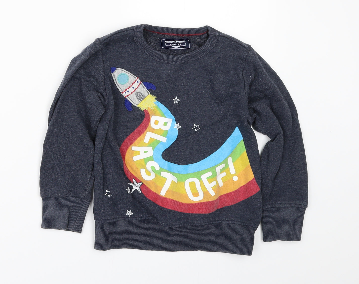 NEXT Boys Beige   Pullover Sweatshirt Size 2-3 Years  - BLAST OFF