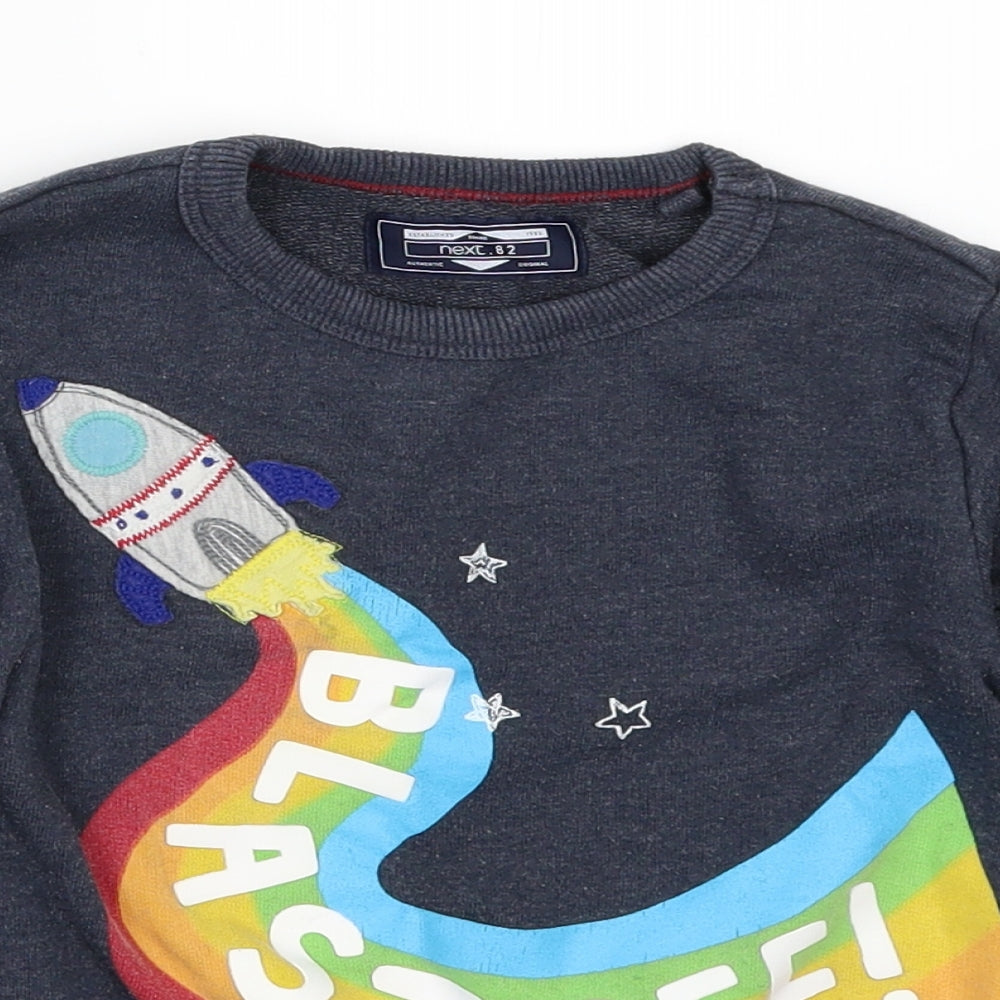 NEXT Boys Beige   Pullover Sweatshirt Size 2-3 Years  - BLAST OFF