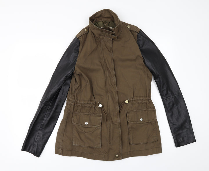 H&M Womens Green   Jacket  Size 8  - Leather look sleeves