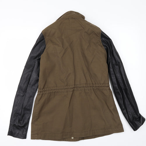 H&M Womens Green   Jacket  Size 8  - Leather look sleeves