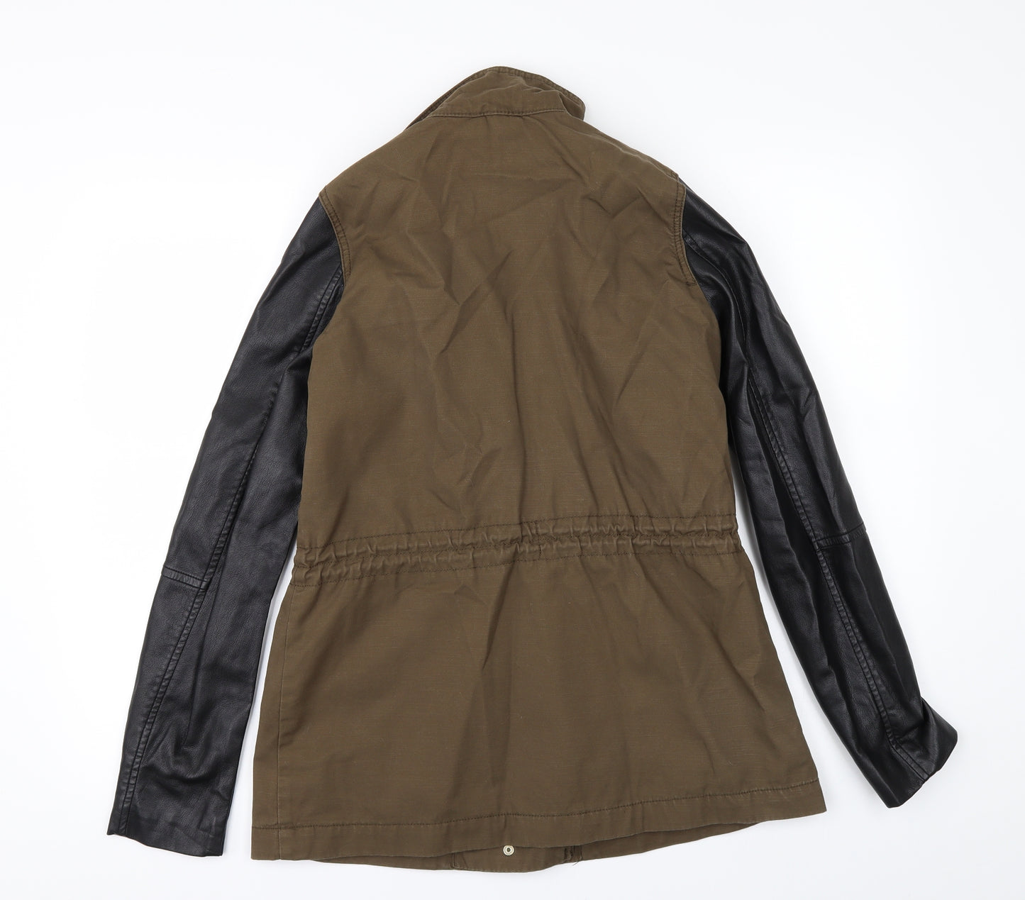 H&M Womens Green   Jacket  Size 8  - Leather look sleeves