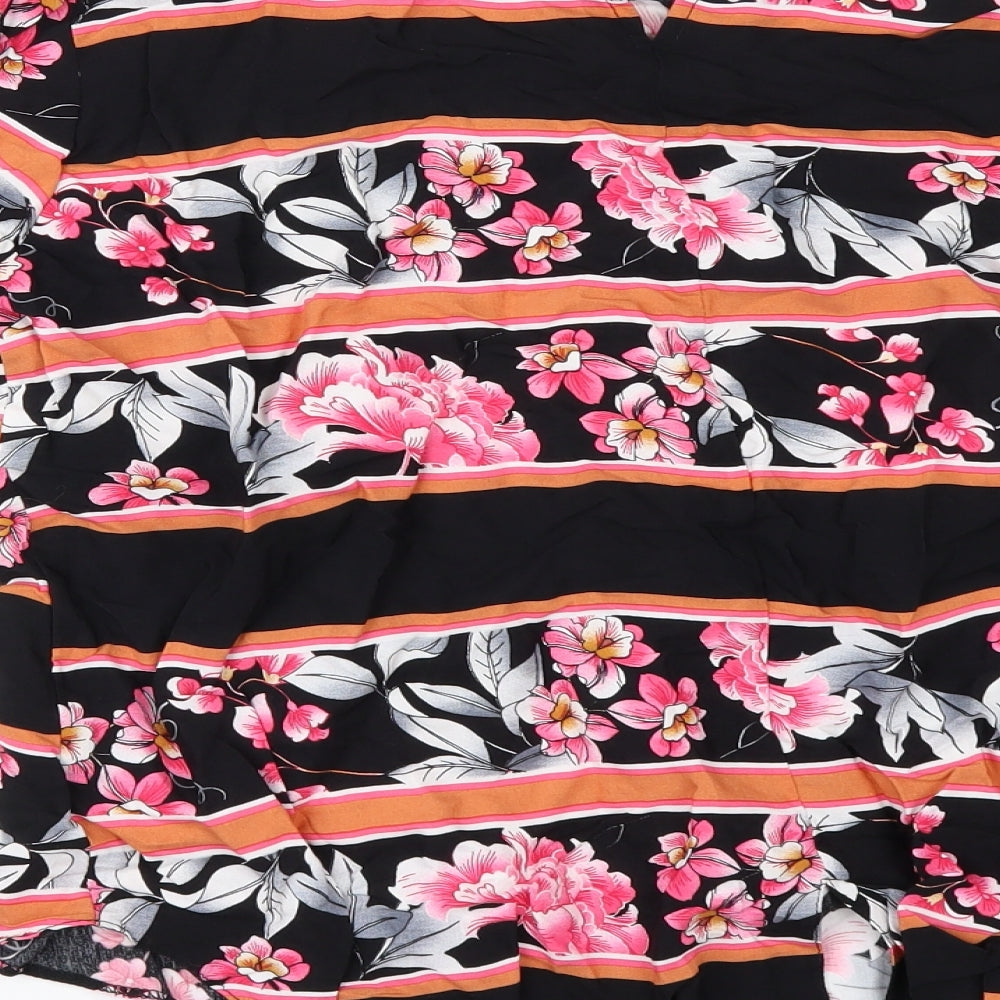 K&D London Womens Black Floral  Basic Blouse Size 14