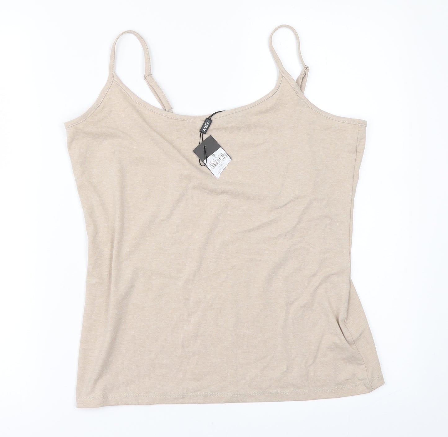 M&Co Womens Beige   Basic T-Shirt Size 12