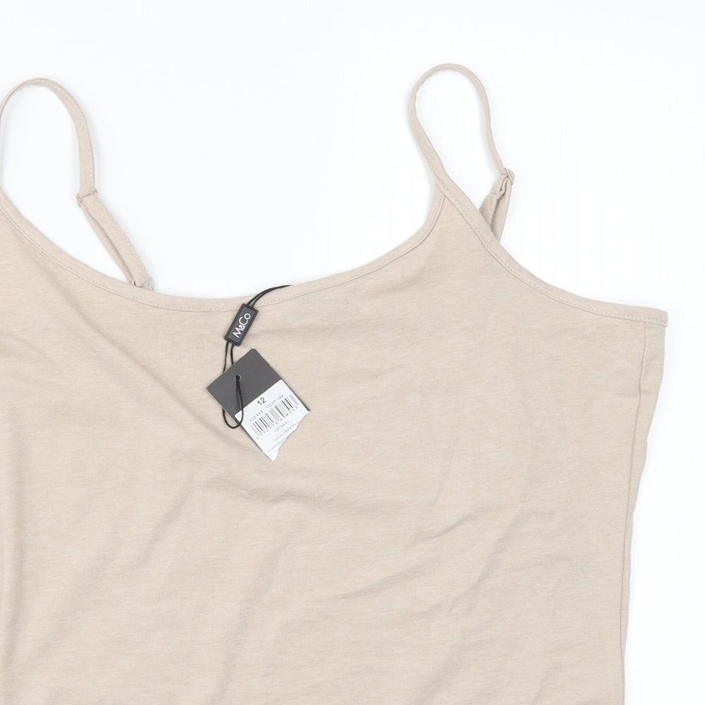 M&Co Womens Beige   Basic T-Shirt Size 12
