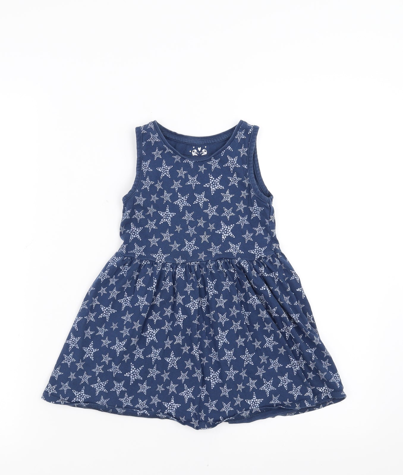 F&F Girls Blue Geometric  Fit & Flare  Size 3-4 Years  - star