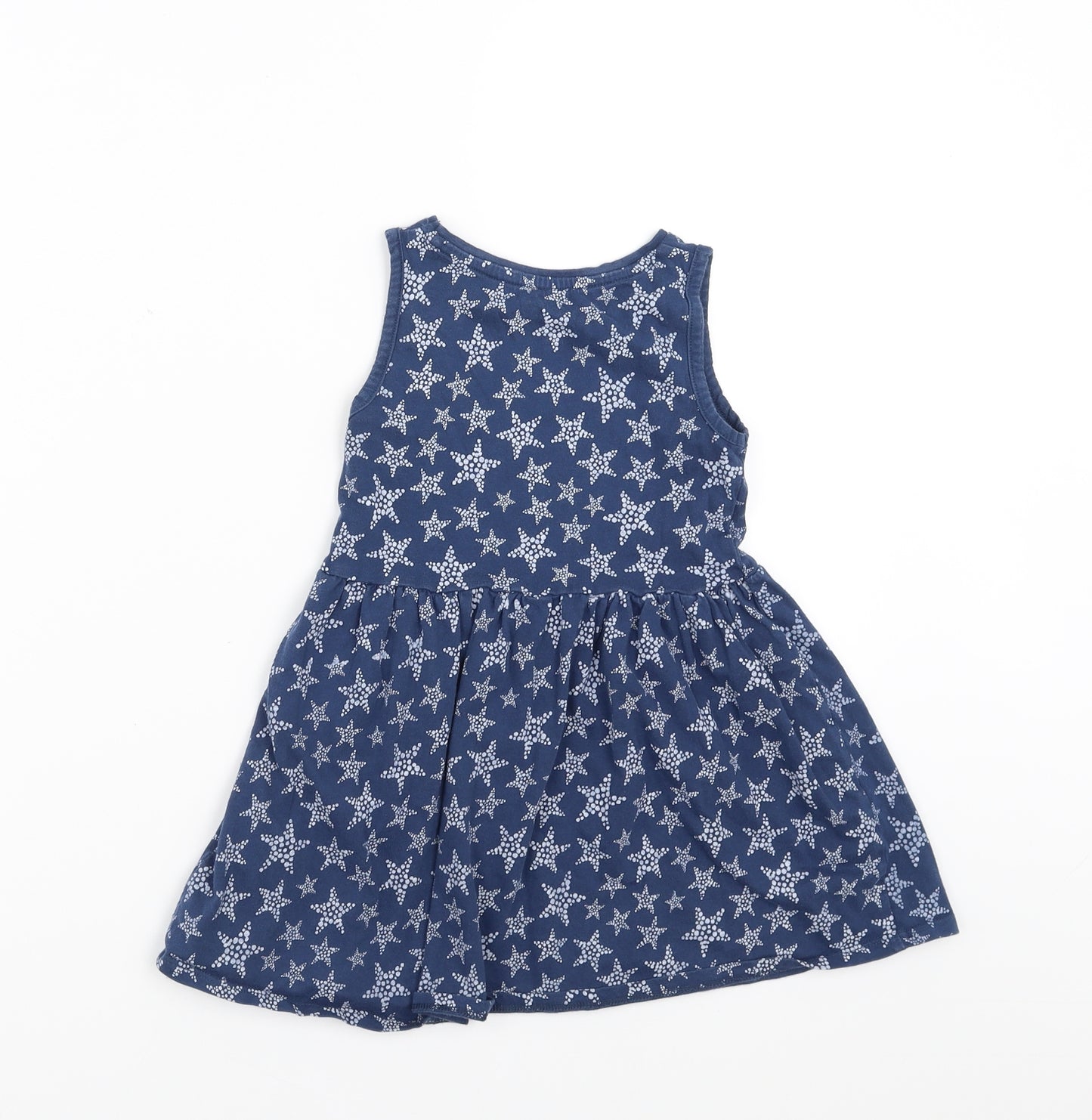 F&F Girls Blue Geometric  Fit & Flare  Size 3-4 Years  - star