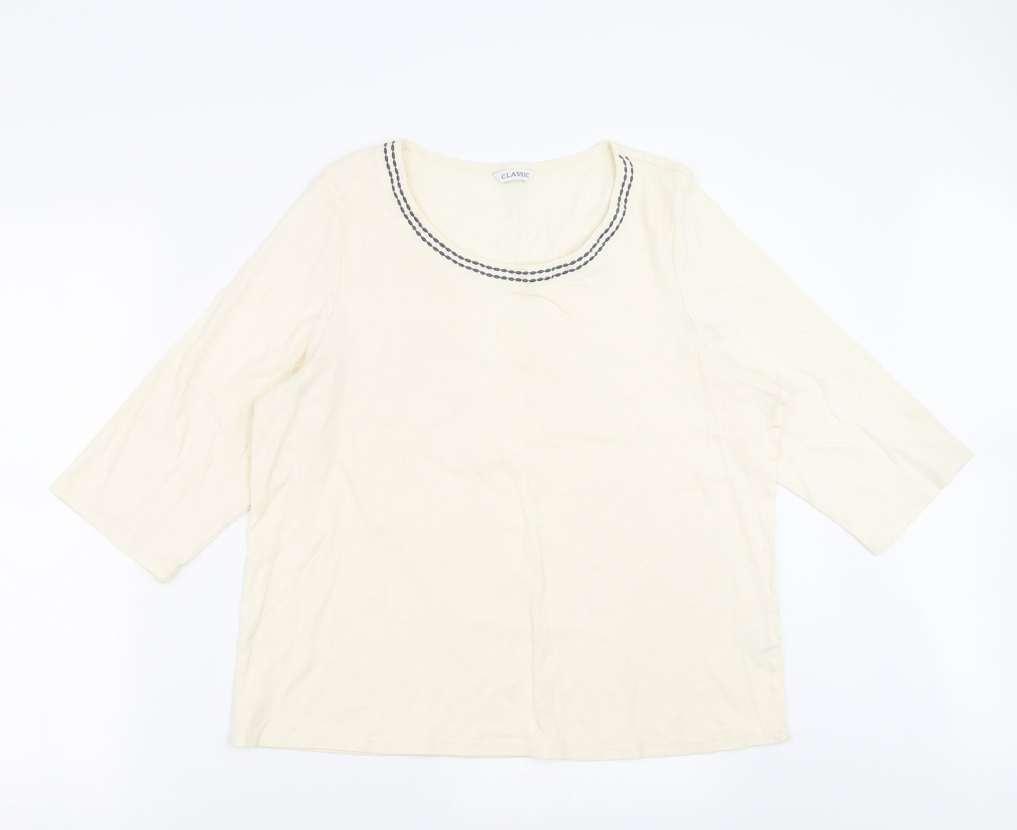 Marks and Spencer Womens Ivory   Basic T-Shirt Size 20  - Embroidered detail