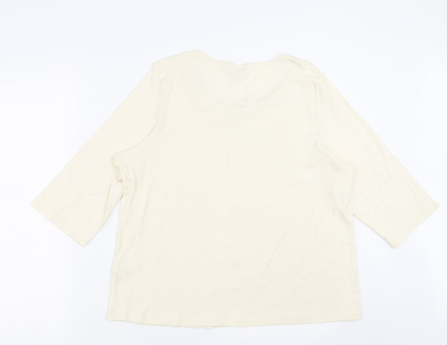Marks and Spencer Womens Ivory   Basic T-Shirt Size 20  - Embroidered detail