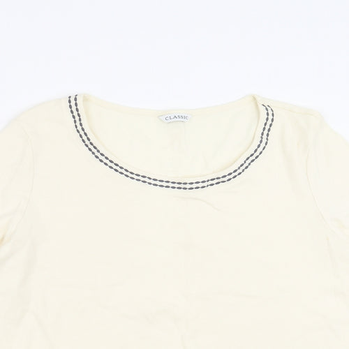 Marks and Spencer Womens Ivory   Basic T-Shirt Size 20  - Embroidered detail