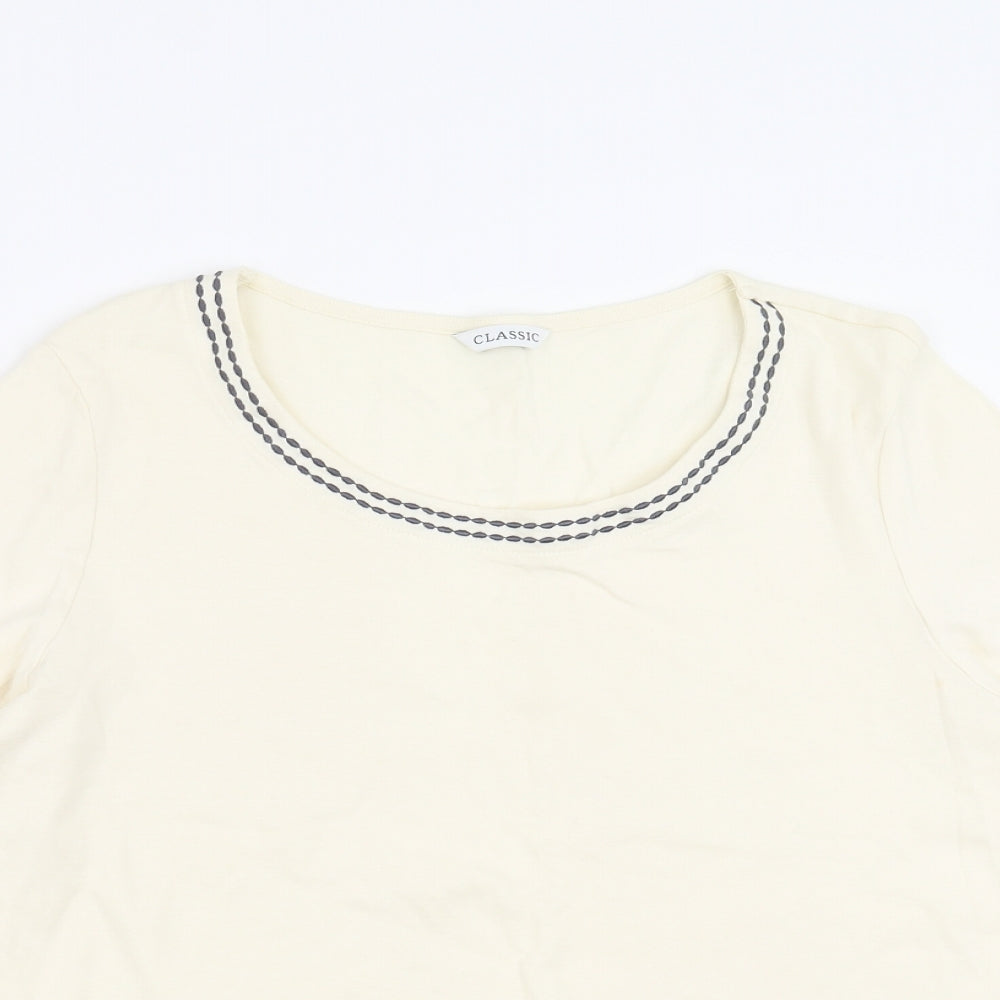Marks and Spencer Womens Ivory   Basic T-Shirt Size 20  - Embroidered detail