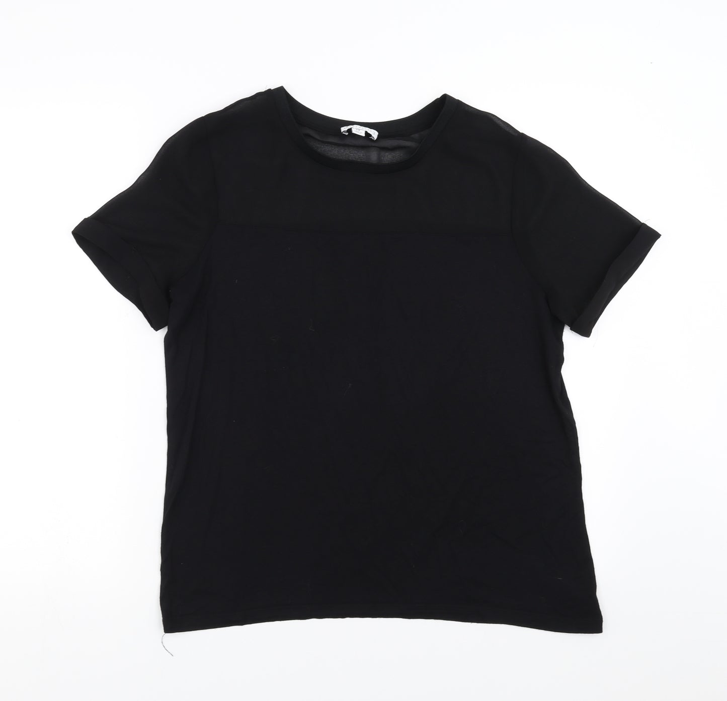 Warehouse Womens Black   Basic Blouse Size 12  - sheer detail