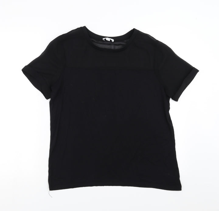 Warehouse Womens Black   Basic Blouse Size 12  - sheer detail