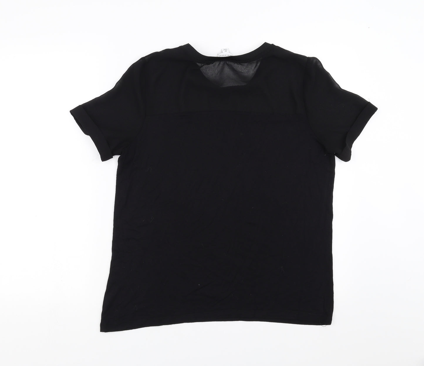 Warehouse Womens Black   Basic Blouse Size 12  - sheer detail