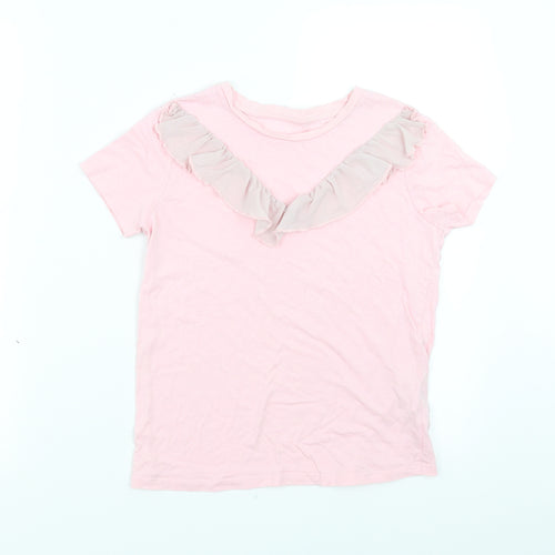 F&F Girls Pink   Basic T-Shirt Size 10-11 Years  - Ruffle detail