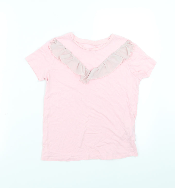 F&F Girls Pink   Basic T-Shirt Size 10-11 Years  - Ruffle detail
