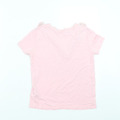 F&F Girls Pink   Basic T-Shirt Size 10-11 Years  - Ruffle detail