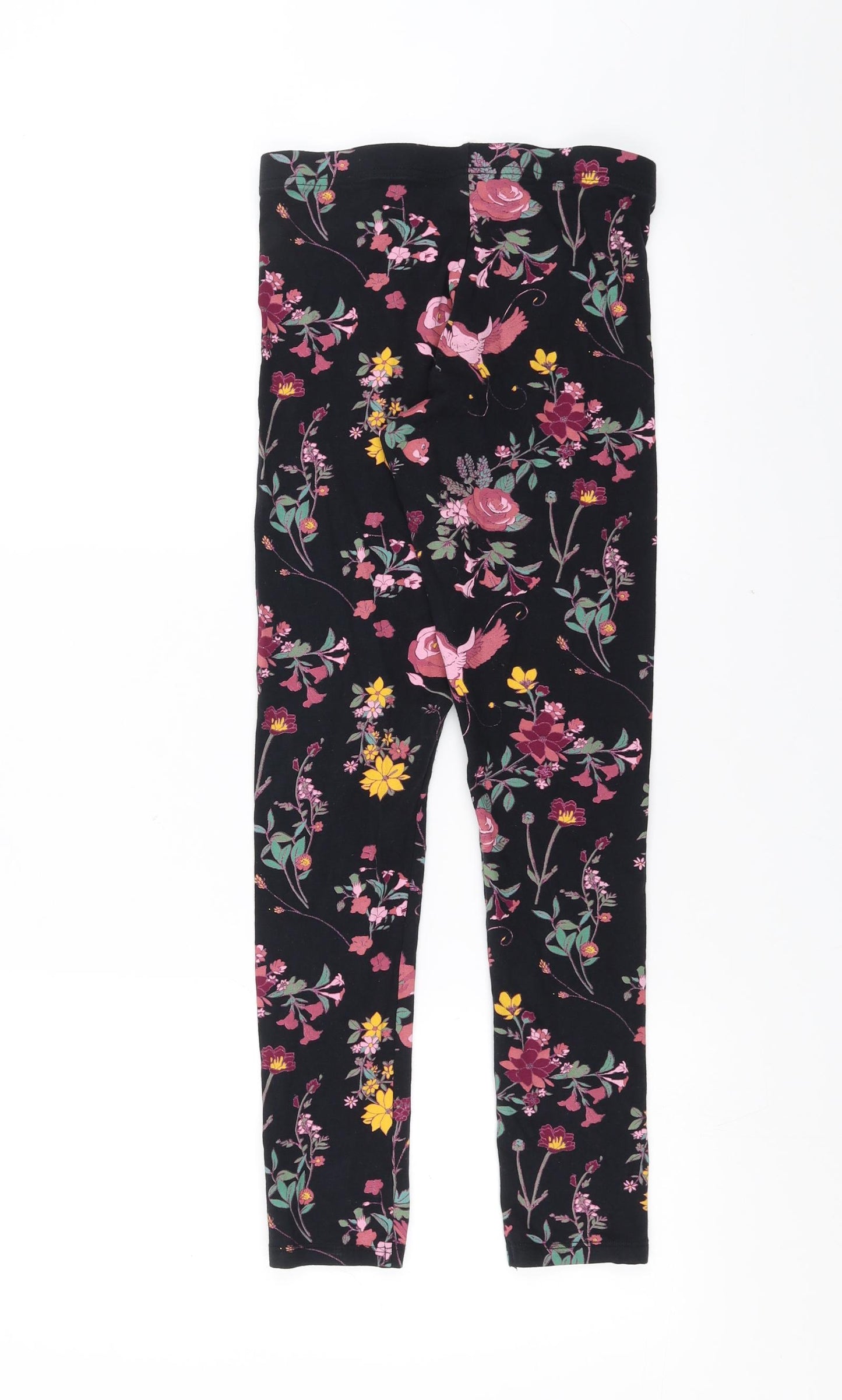 F&F Girls Black Floral  Carrot Trousers Size 11-12 Years - leggings