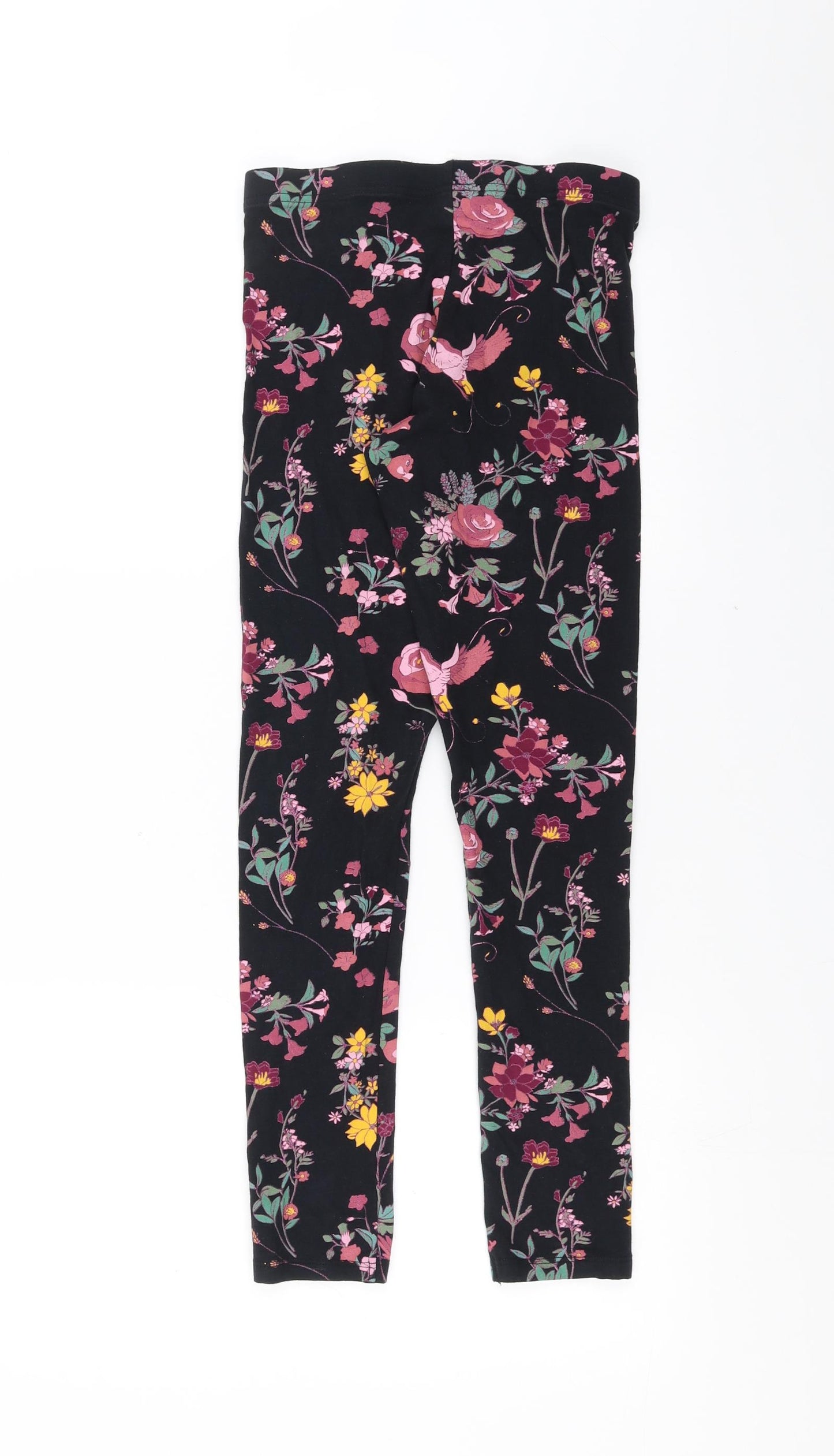 F&F Girls Black Floral  Carrot Trousers Size 11-12 Years - leggings