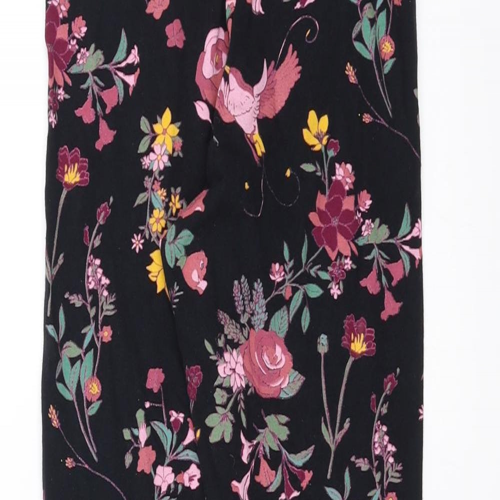 F&F Girls Black Floral  Carrot Trousers Size 11-12 Years - leggings