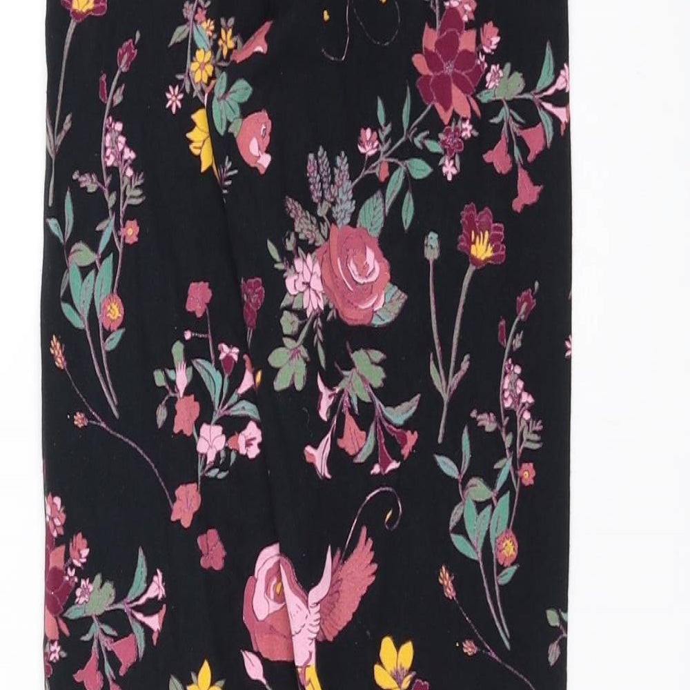 F&F Girls Black Floral  Carrot Trousers Size 11-12 Years - leggings