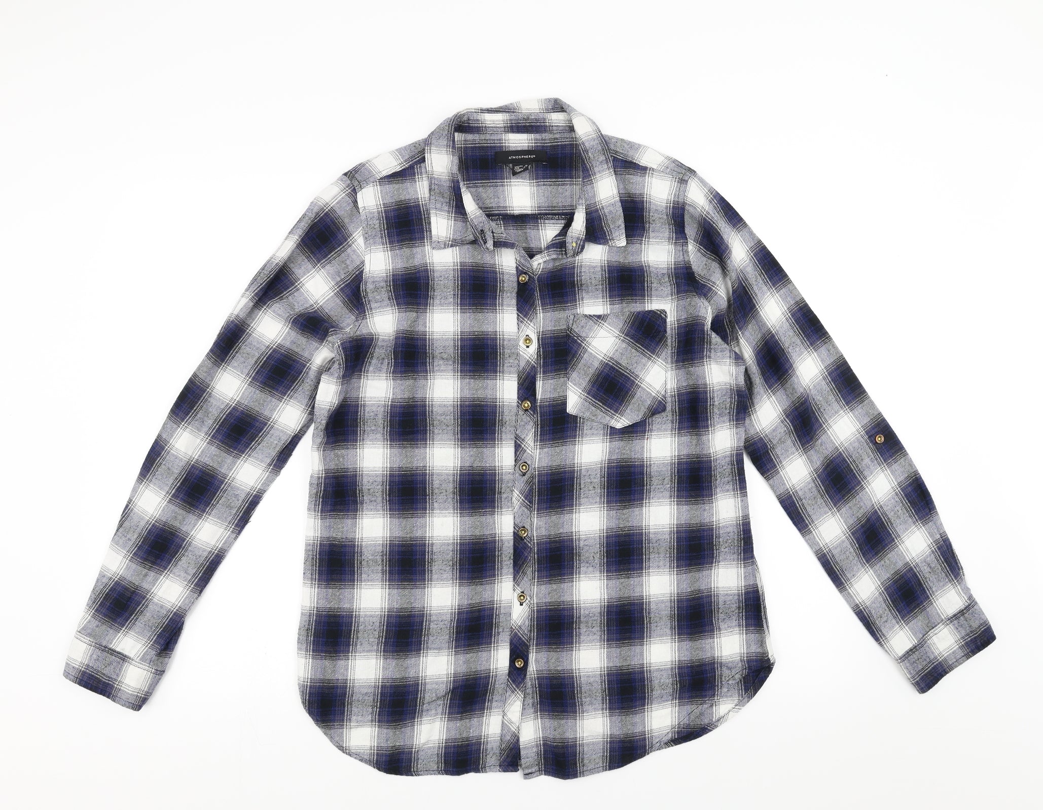 Primark Womens Blue Check Basic Button-Up Size 16 – Preworn