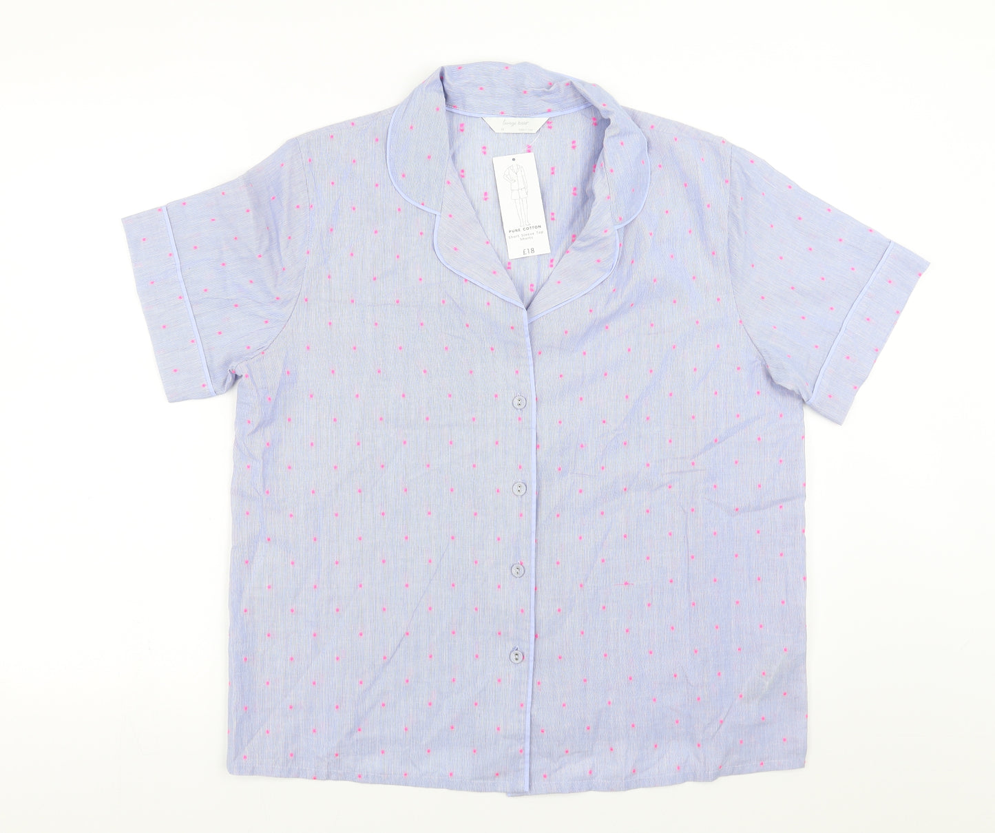 Marks and Spencer Womens Blue Polka Dot  Top Pyjama Top Size 14