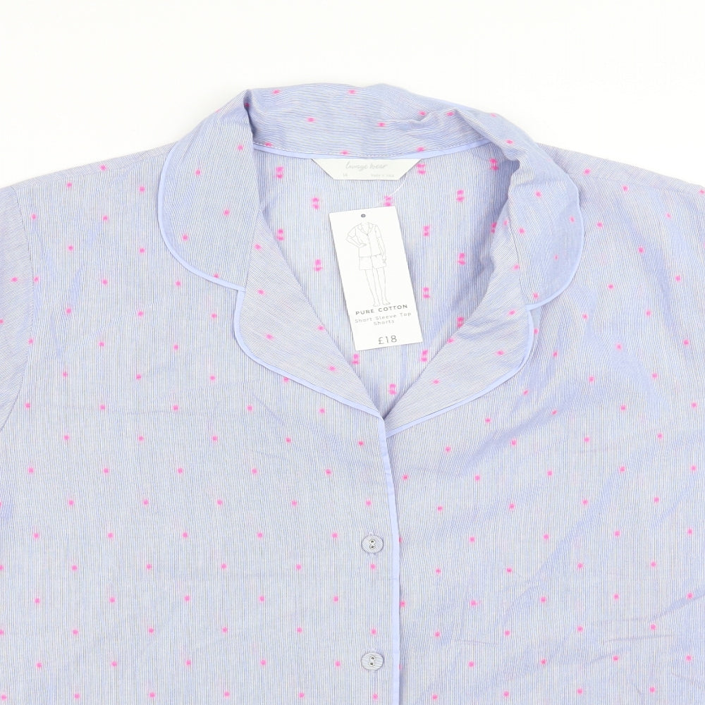 Marks and Spencer Womens Blue Polka Dot  Top Pyjama Top Size 14
