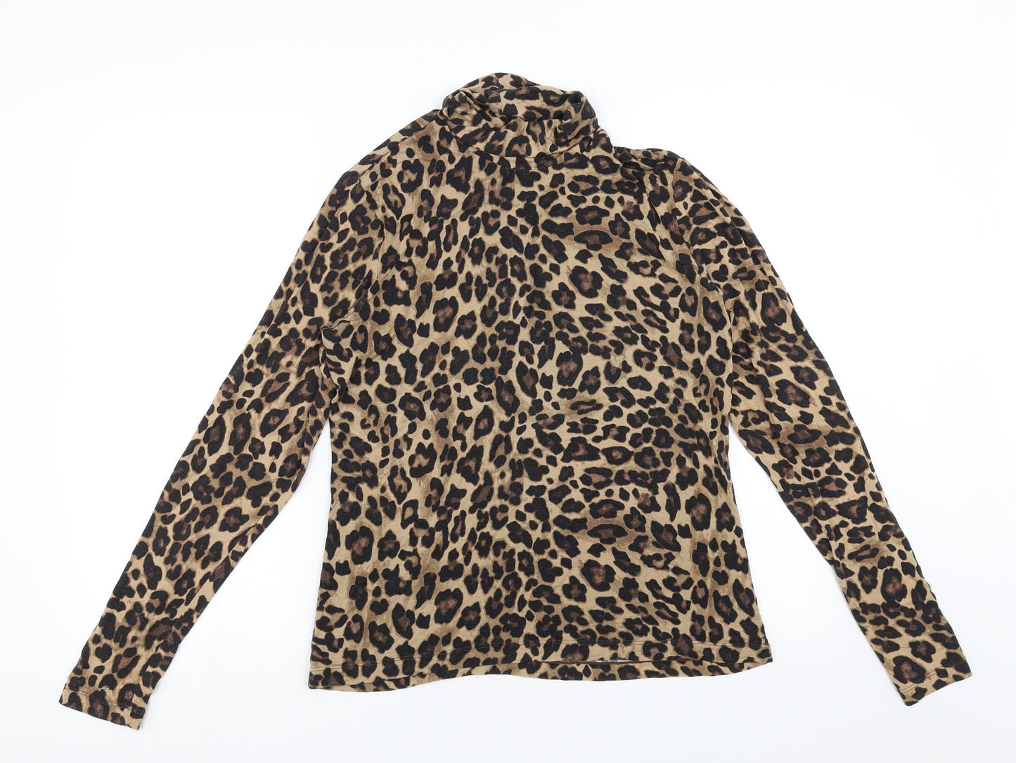 H&M Womens Brown Animal Print  Basic Blouse Size L