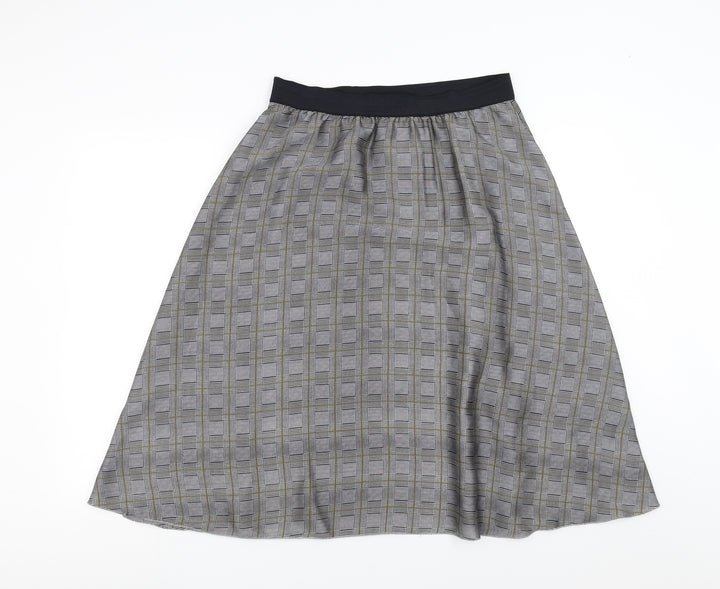 freequent Womens Grey Check A-Line Skirt Size L