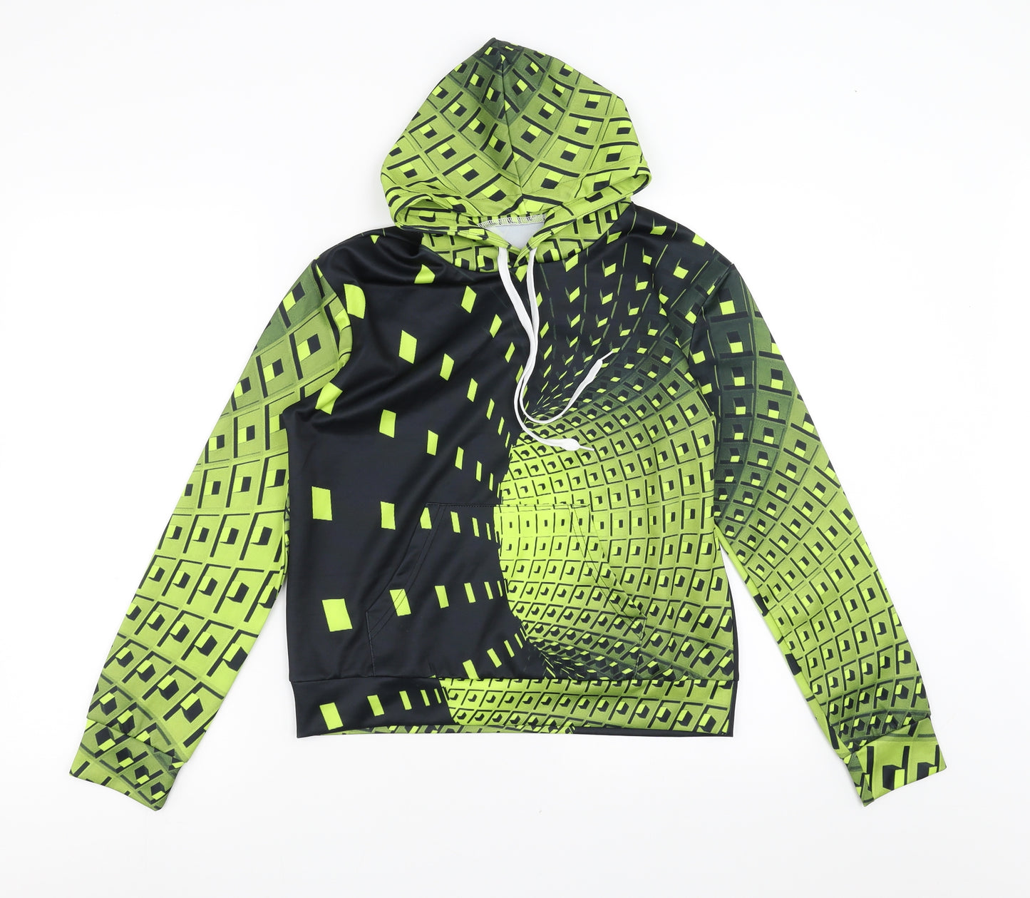 Preworn Boys Green Geometric  Pullover Hoodie Size 13 Years