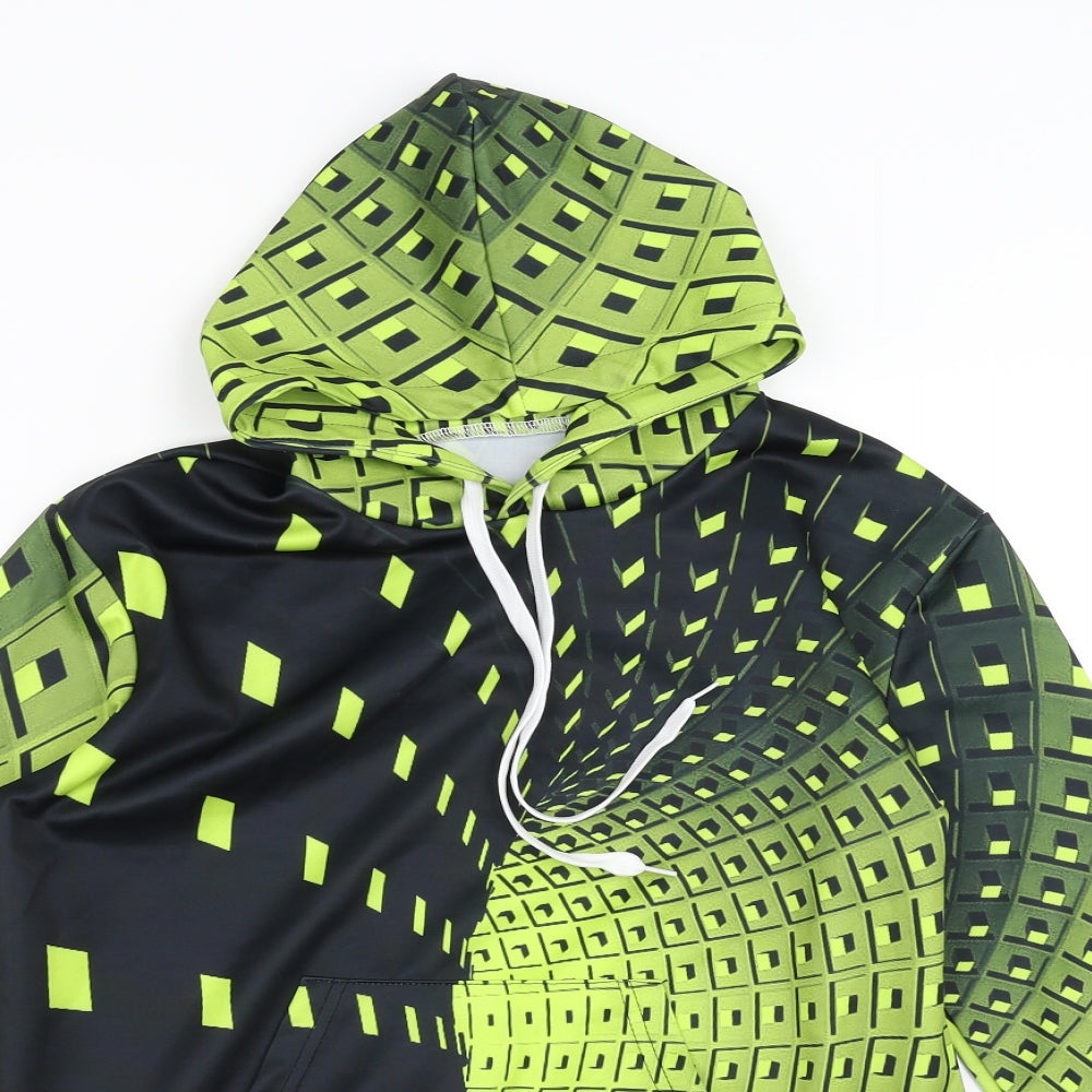 Preworn Boys Green Geometric  Pullover Hoodie Size 13 Years