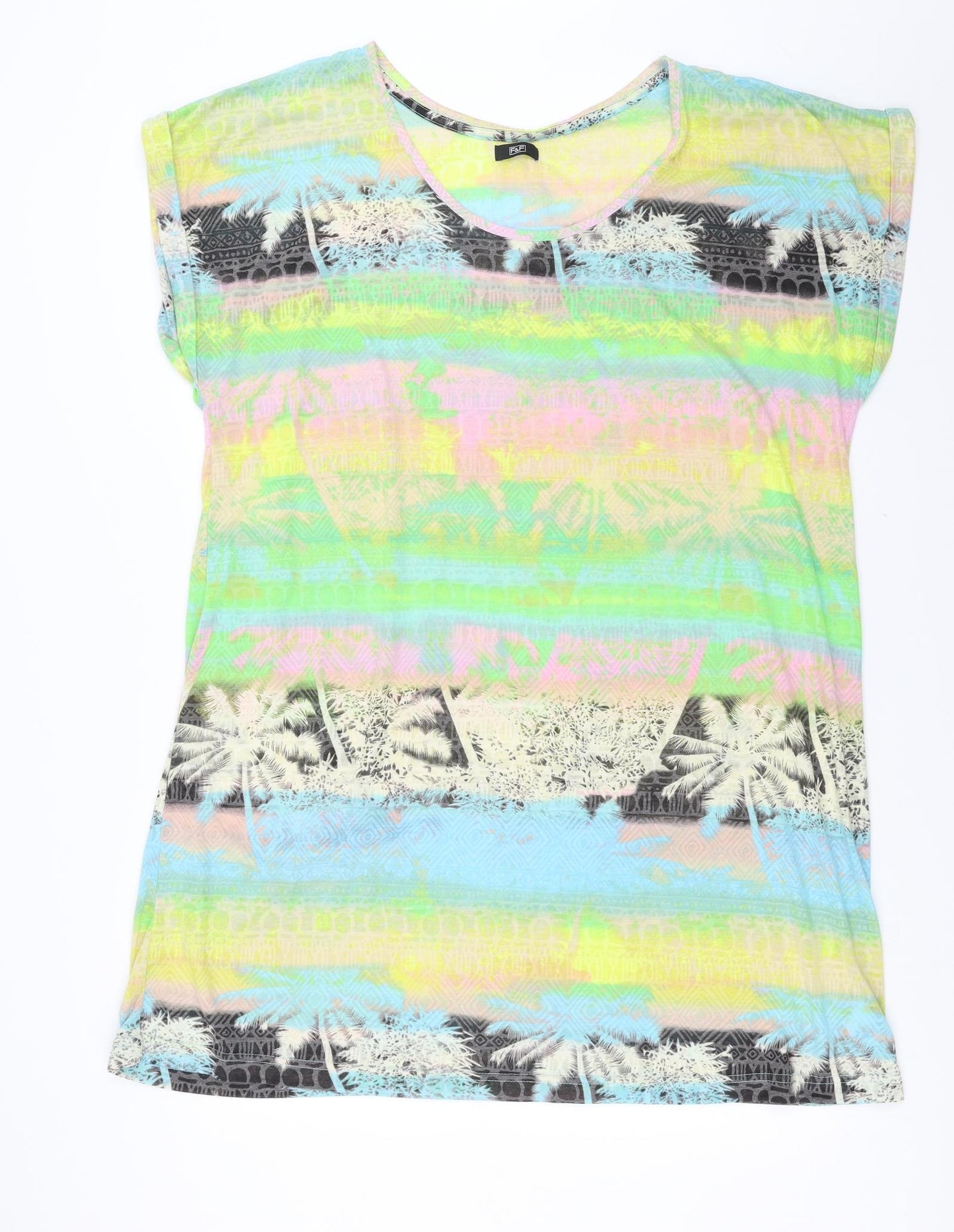 F&F Womens Multicoloured Geometric  T-Shirt Dress  Size 22