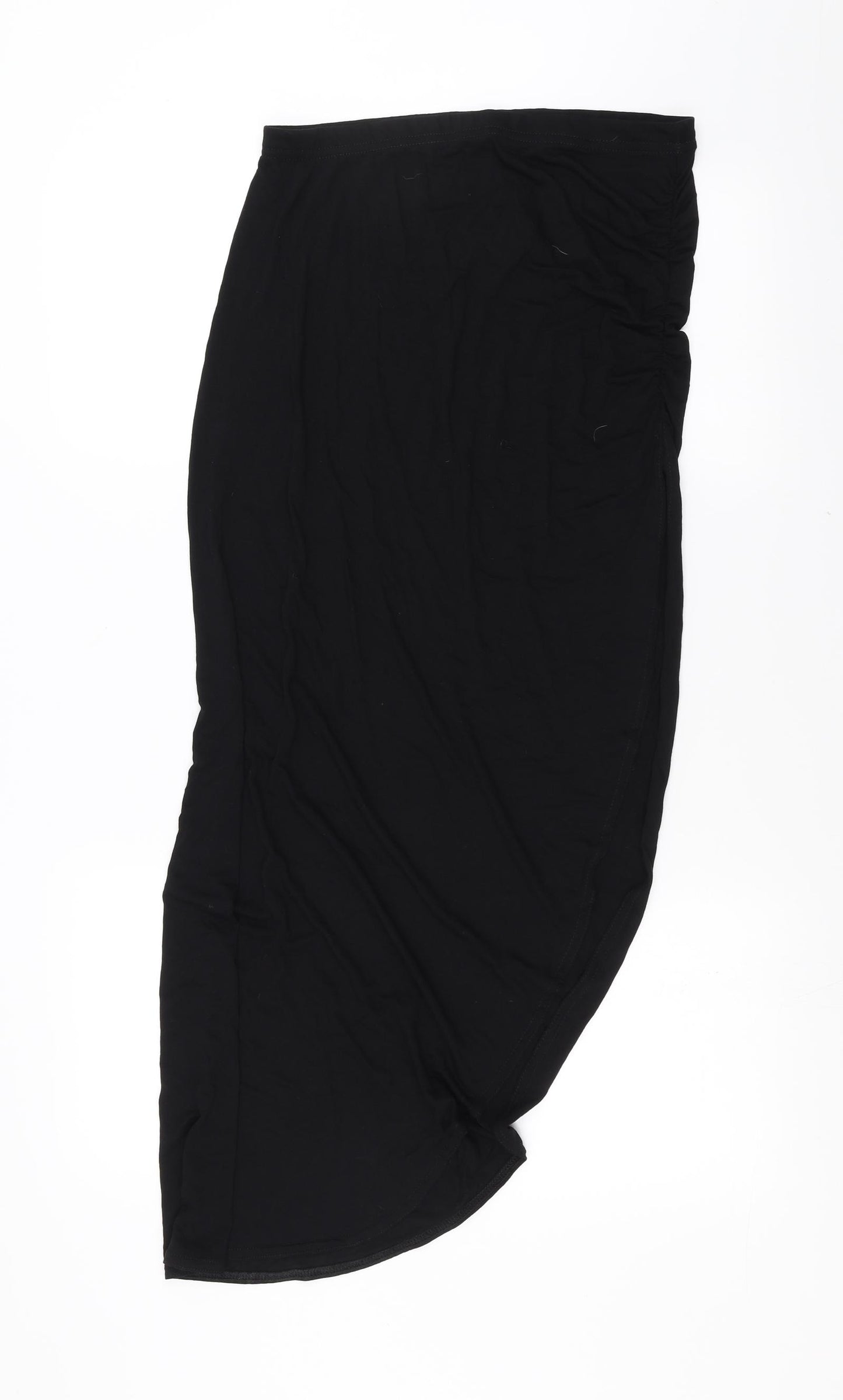 Boohoo Womens Black   Maxi Skirt Size 16  - ruched detail, side split