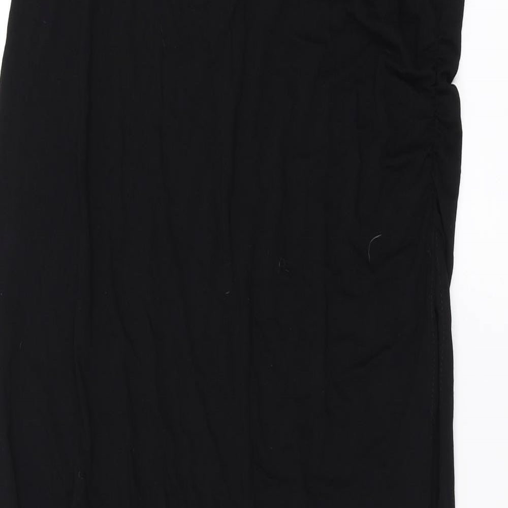 Boohoo Womens Black   Maxi Skirt Size 16  - ruched detail, side split