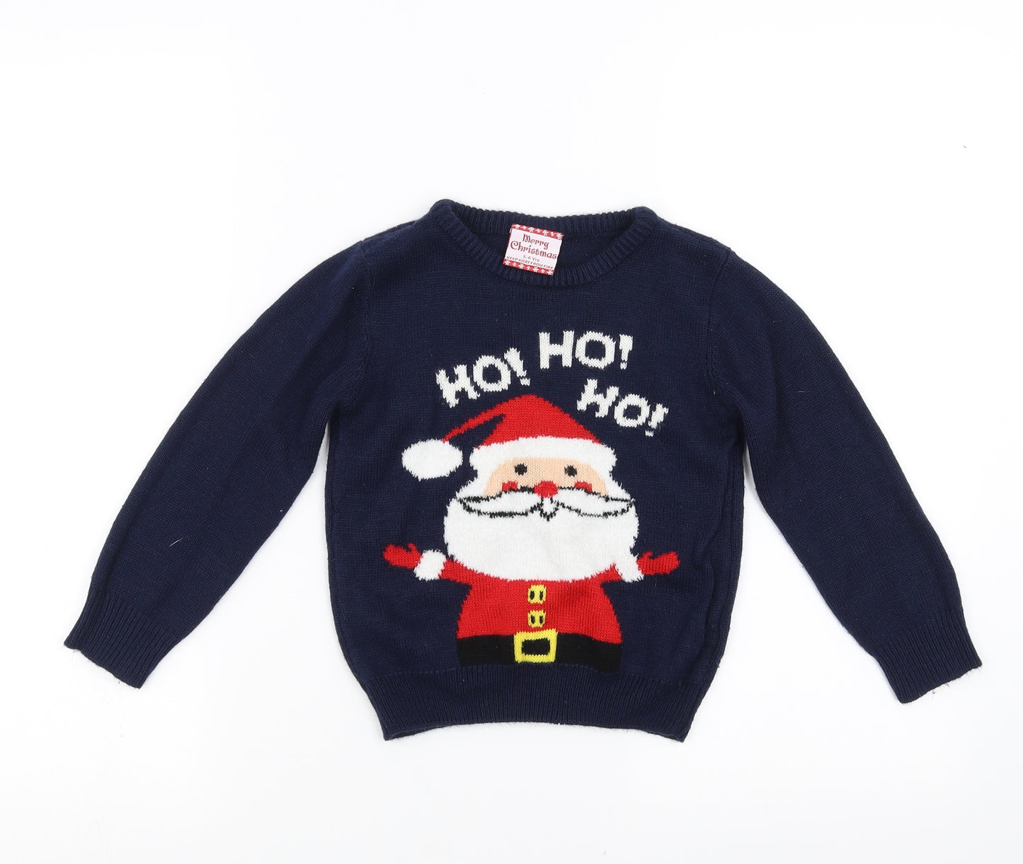Preworn Boys Blue   Pullover Jumper Size 5-6 Years  - Christmas  Jumper