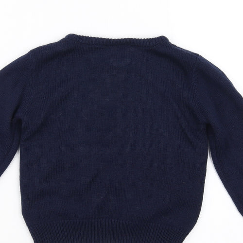 Preworn Boys Blue   Pullover Jumper Size 5-6 Years  - Christmas  Jumper
