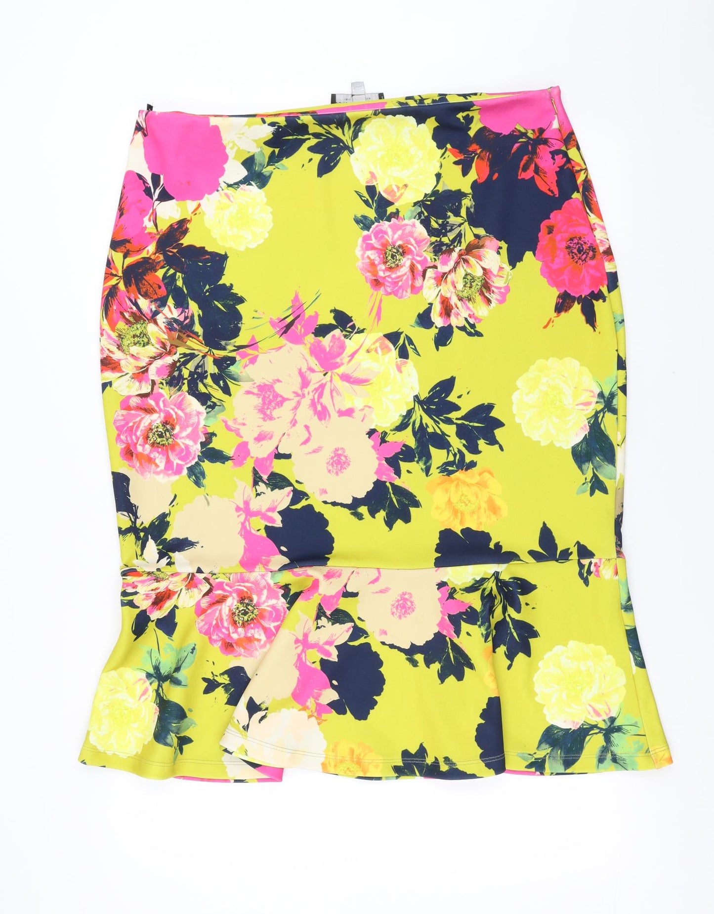 Dorothy Perkins Womens Yellow Floral  Trumpet Skirt Size 18