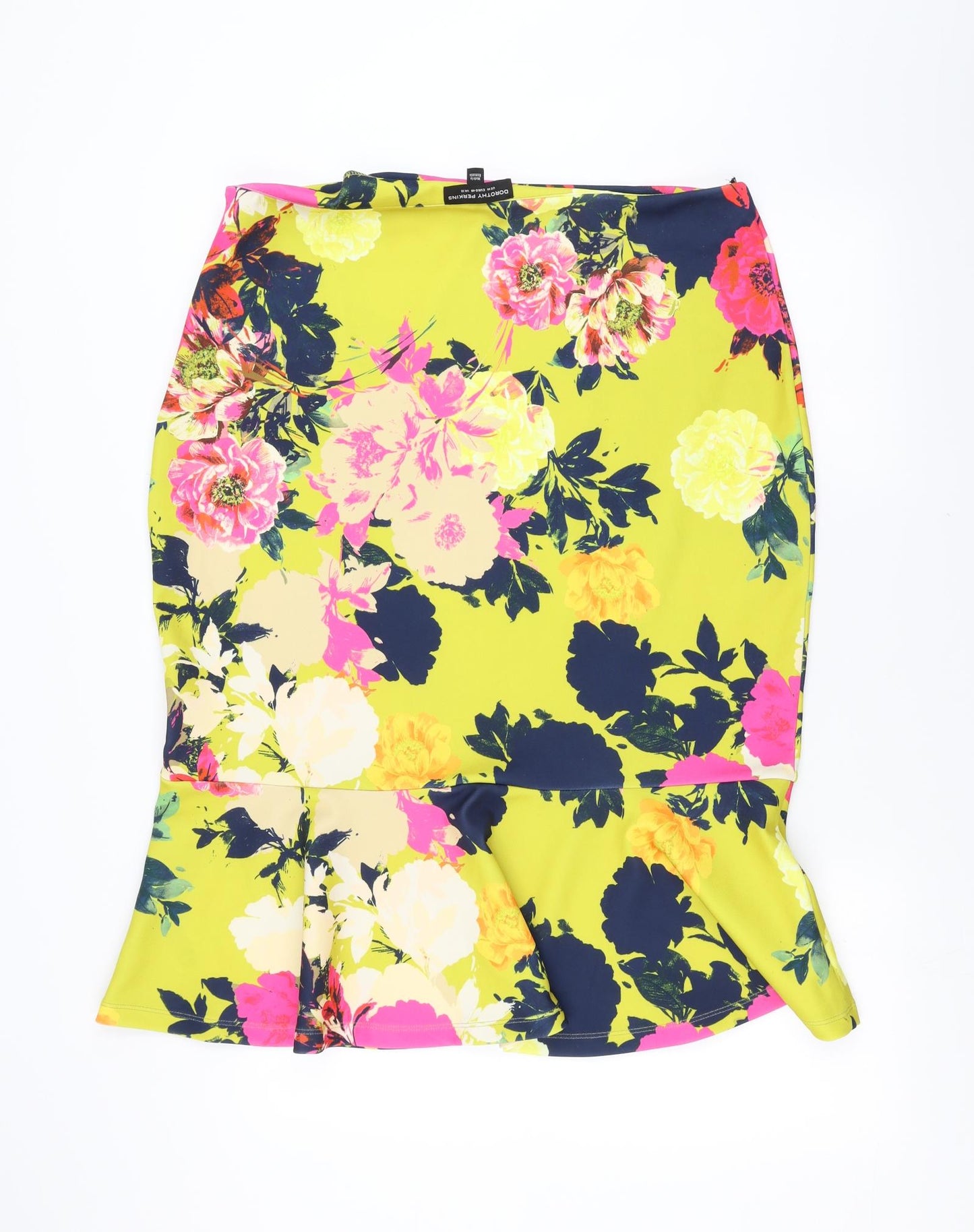 Dorothy Perkins Womens Yellow Floral  Trumpet Skirt Size 18