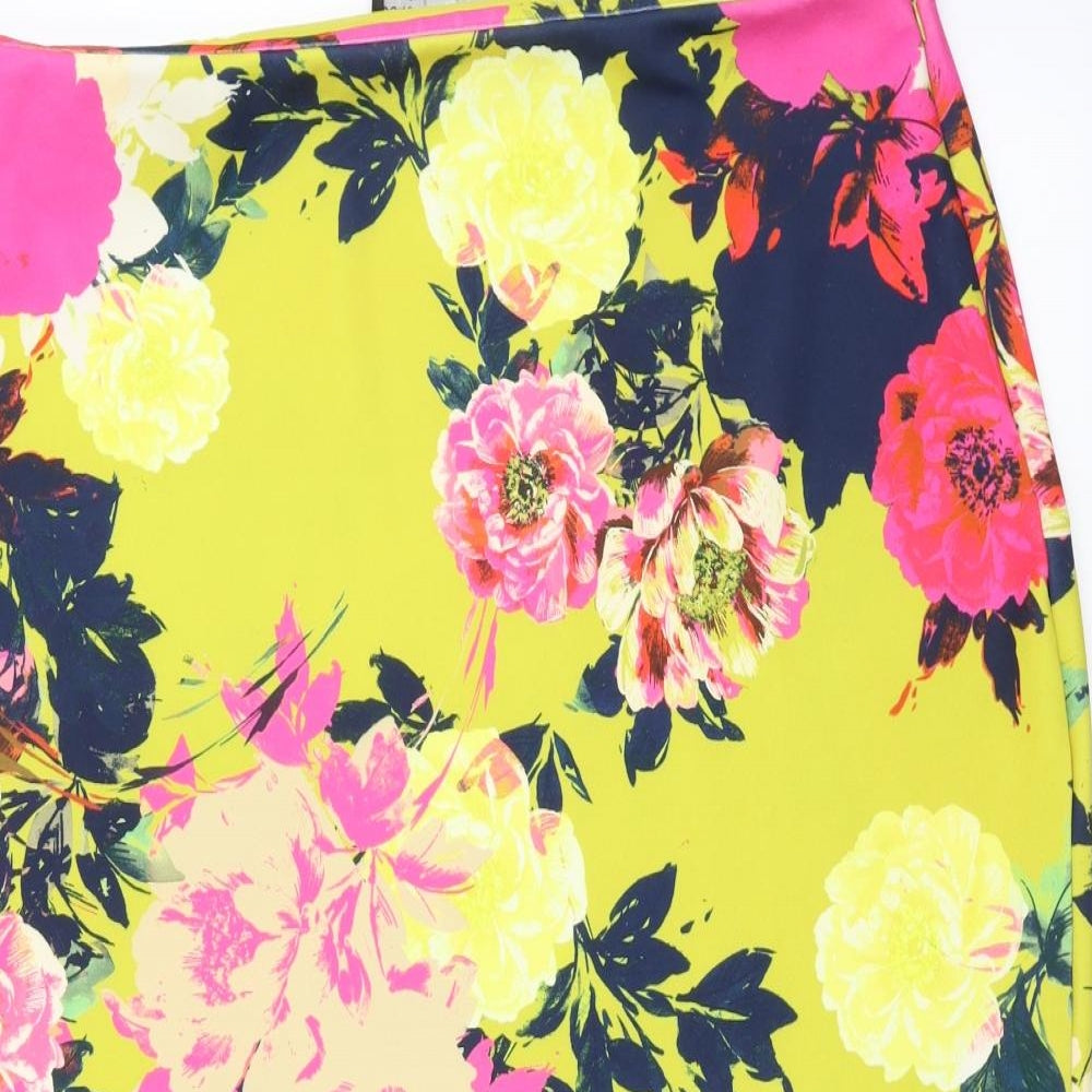 Dorothy Perkins Womens Yellow Floral  Trumpet Skirt Size 18