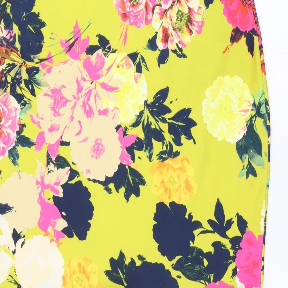 Dorothy Perkins Womens Yellow Floral  Trumpet Skirt Size 18