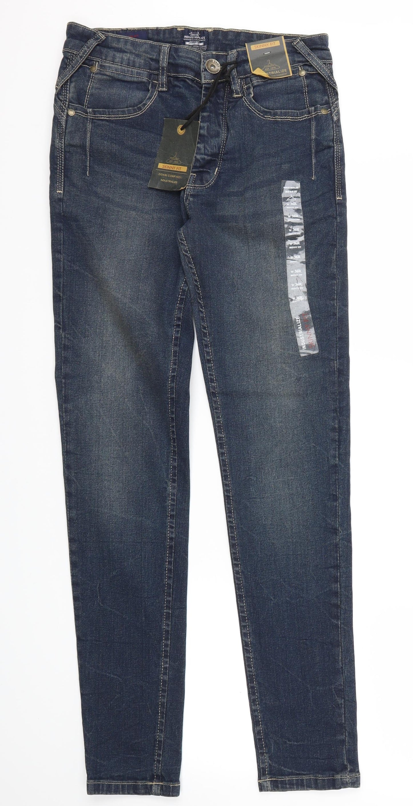 Industrialize  Mens Blue Houndstooth  Skinny Jeans Size 36 L31 in