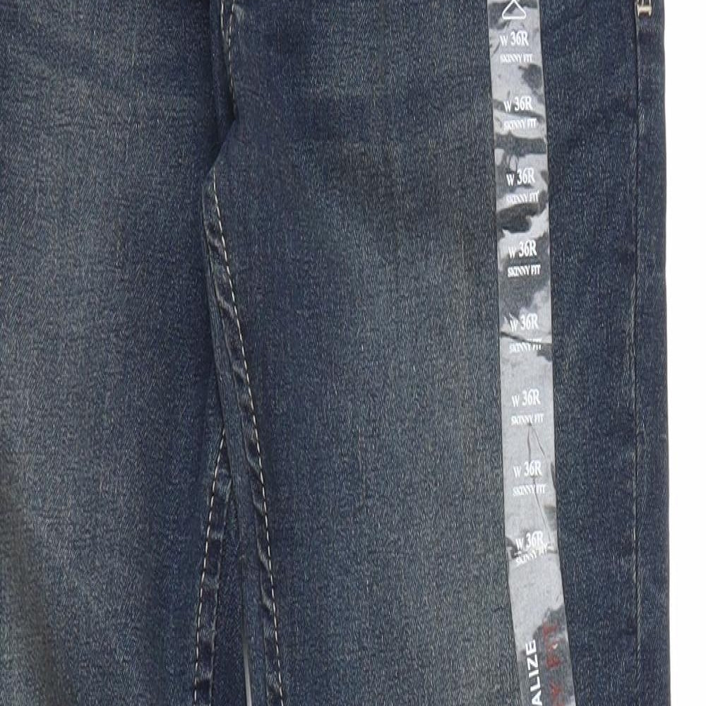 Industrialize  Mens Blue Houndstooth  Skinny Jeans Size 36 L31 in